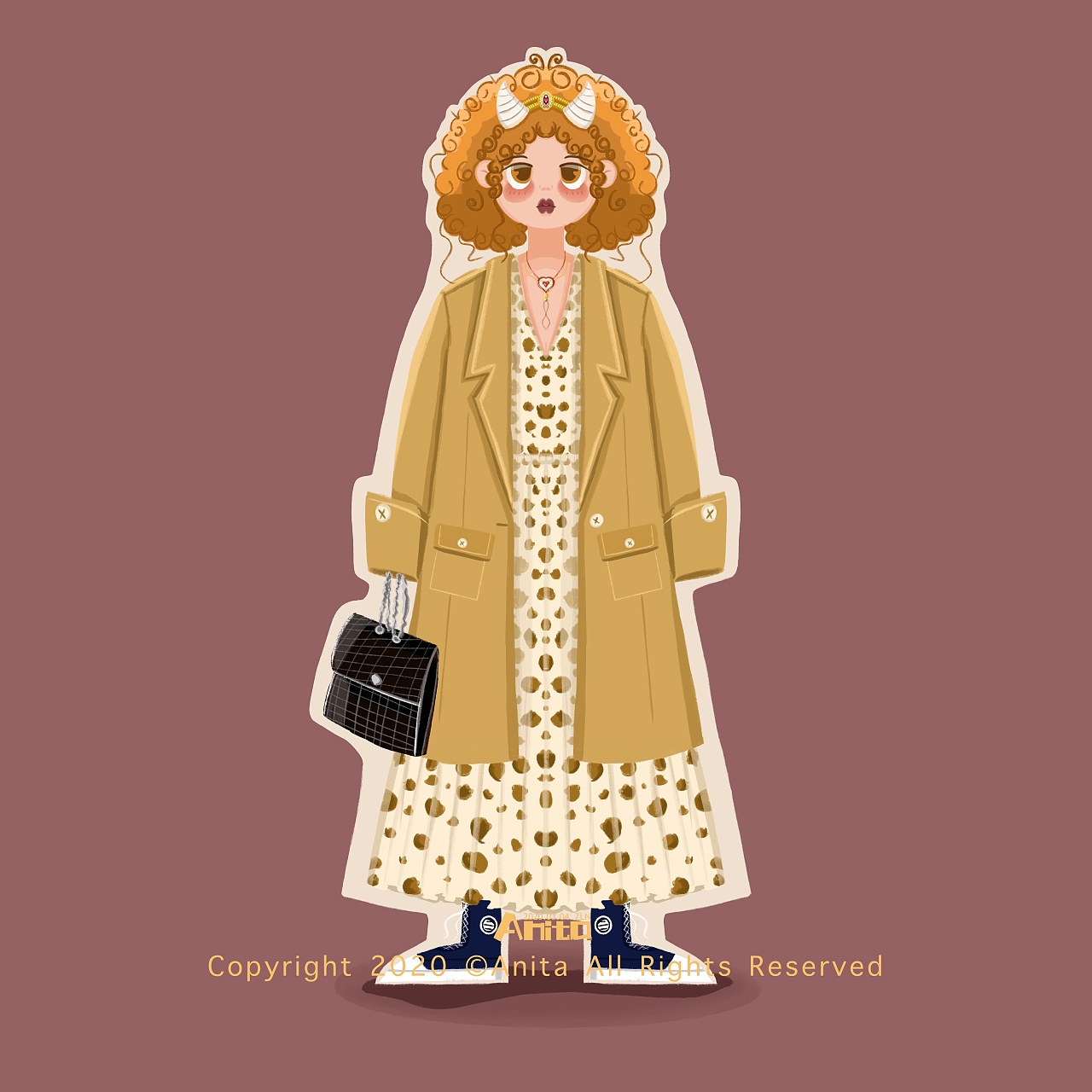 服装穿搭插画设计—白羊座女孩