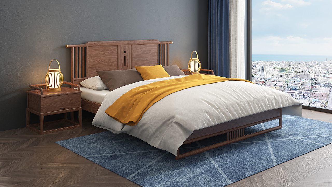 №295中式实木床建模渲染教程（图ZMjgxODA2Mzky） - 生活用品 - 站酷设计师古色谷香原创素材 - 站酷ZCOOL