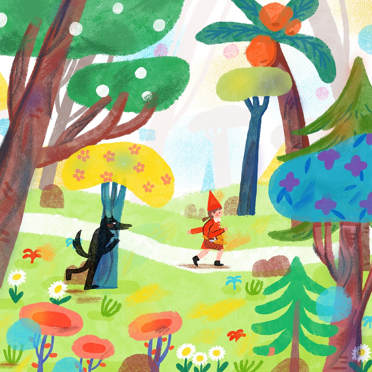 小红帽和大灰狼的故事