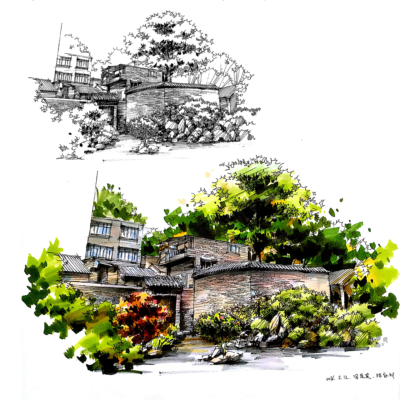 景观手绘——田佳宾（图ZNTI2ODA2NDA=） - 景观设计 - 站酷设计师调色板22原创素材 - 站酷ZCOOL