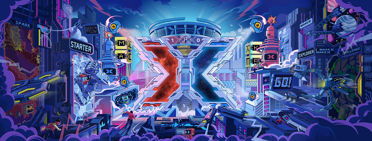 makex机器人挑战赛主视觉插画|插画|商业插画|jwnny