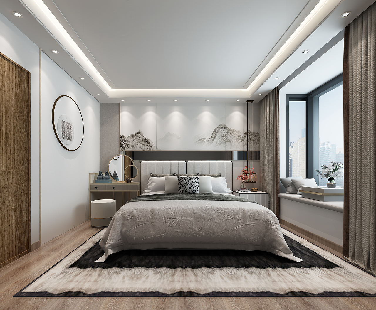 新中式卧室（图ZMjA4MDE2Njc2） - 家装设计 - 站酷设计师小豆豆正版原创素材 - 站酷ZCOOL