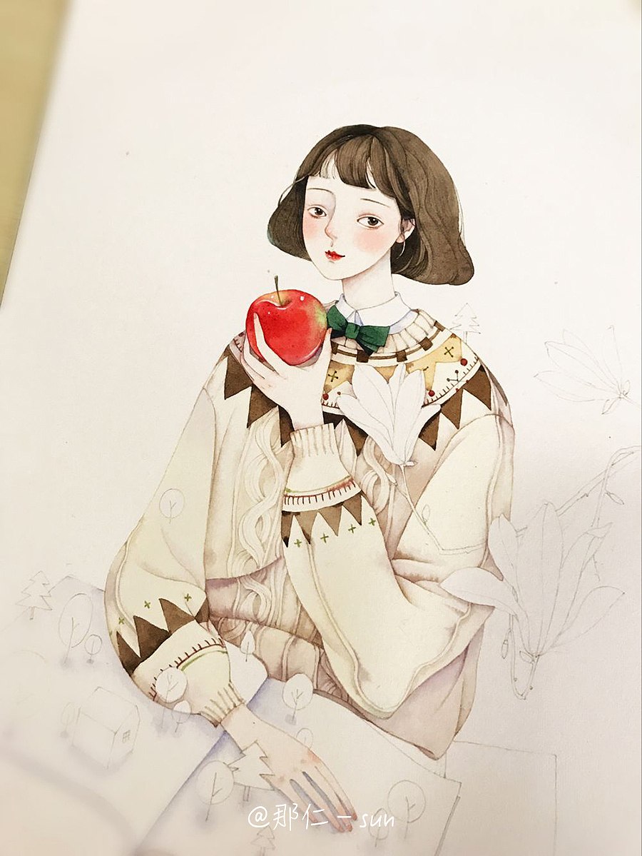 听一首老歌，与那仁一起画画吧。（图ZNjc3NTAyMzY=） - 商业插画 - 站酷设计师那仁原创素材 - 站酷ZCOOL