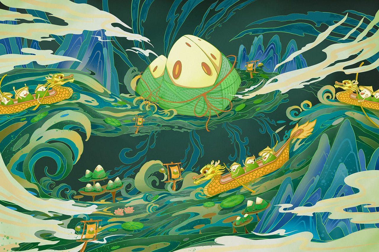 端午节插画（图ZMzQzNjk4MDUy） - 商业插画 - 站酷设计师一笔润嘛原创素材 - 站酷ZCOOL