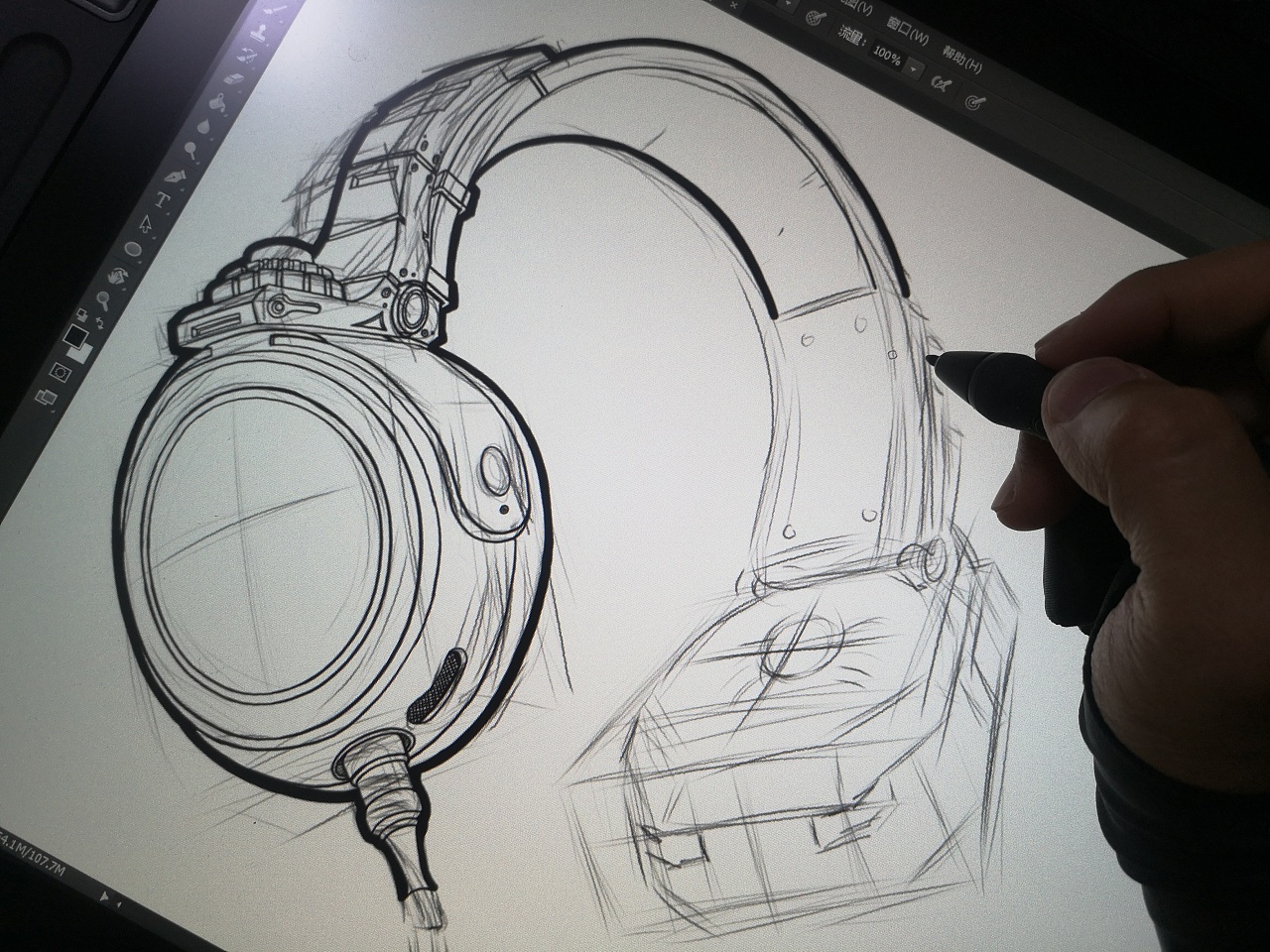 2019.09.08日常练习-产品绘画-耳机
