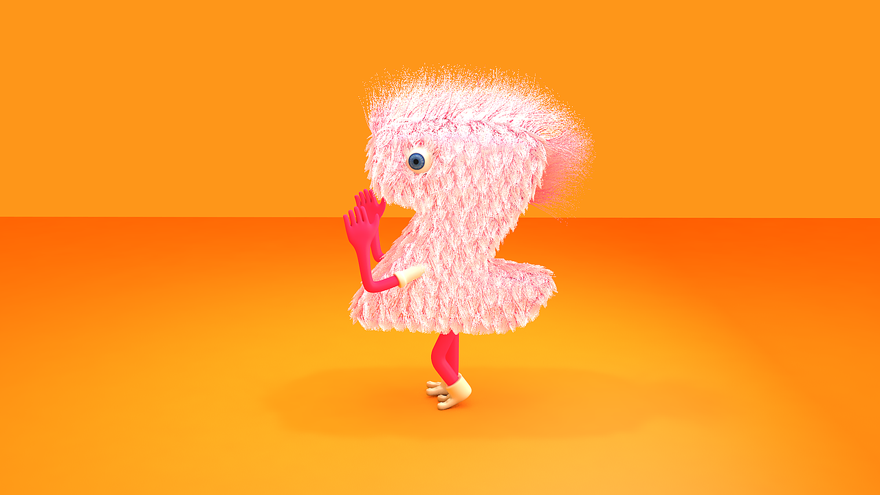 C4D制作可爱卡通毛绒Z字小人