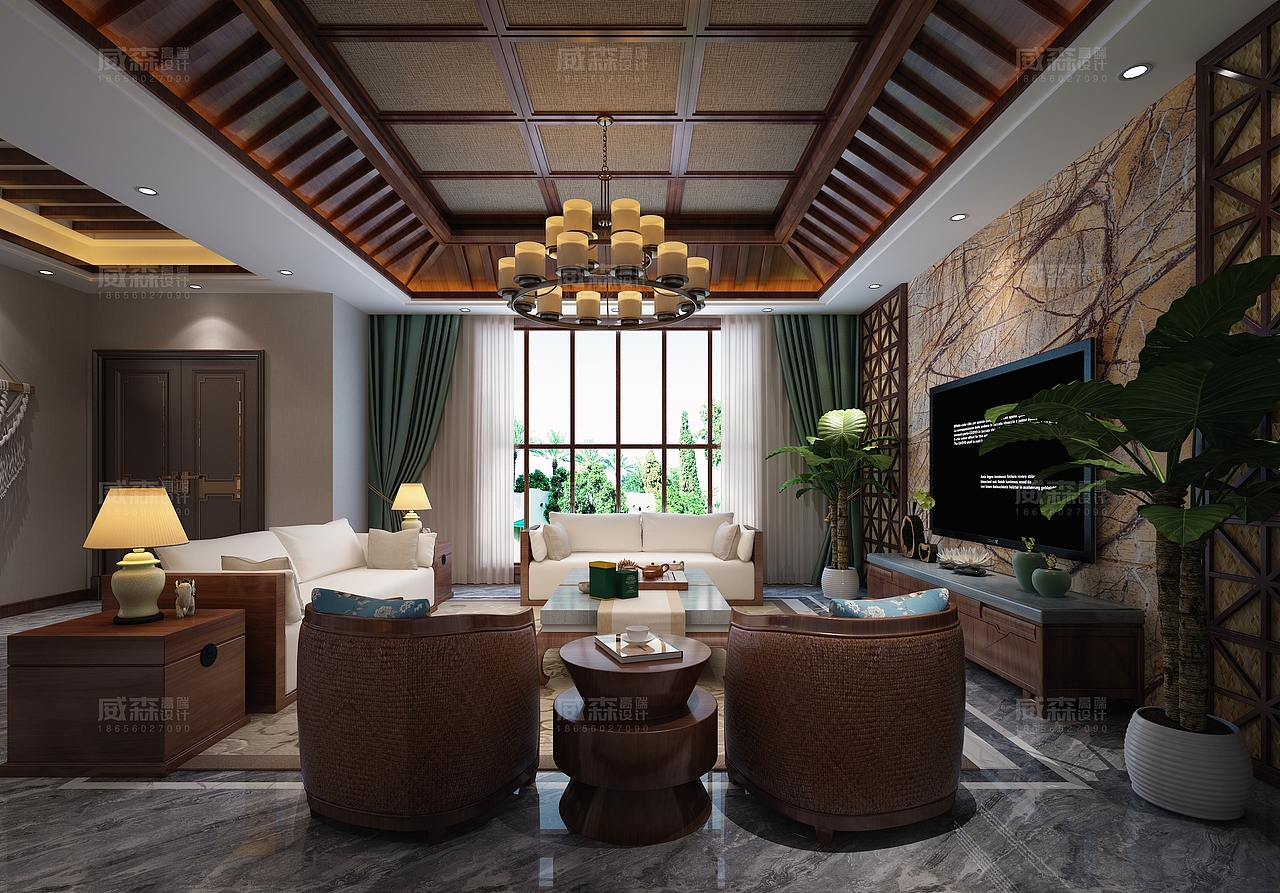 家装|三层东南亚风格别墅（图ZMjE0NzMzODEy） - 家装设计 - 站酷设计师VS18656027090原创素材 - 站酷ZCOOL