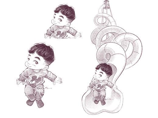 素描淡彩
