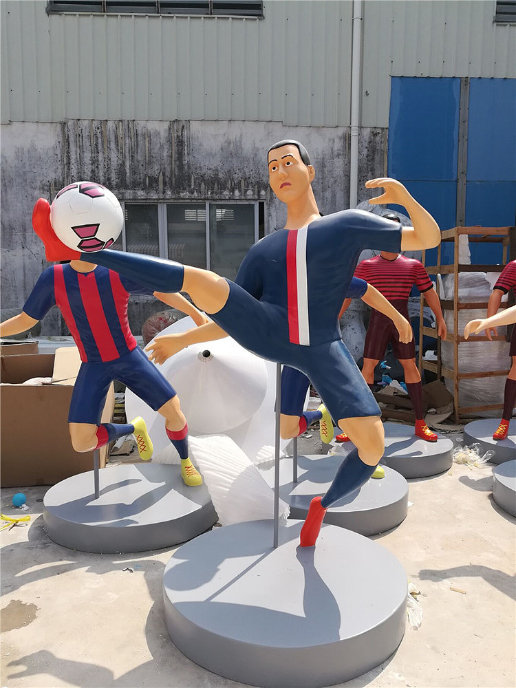 仿球星人物Q版玻璃钢运动主题雕塑足球队员C罗梅西摆件