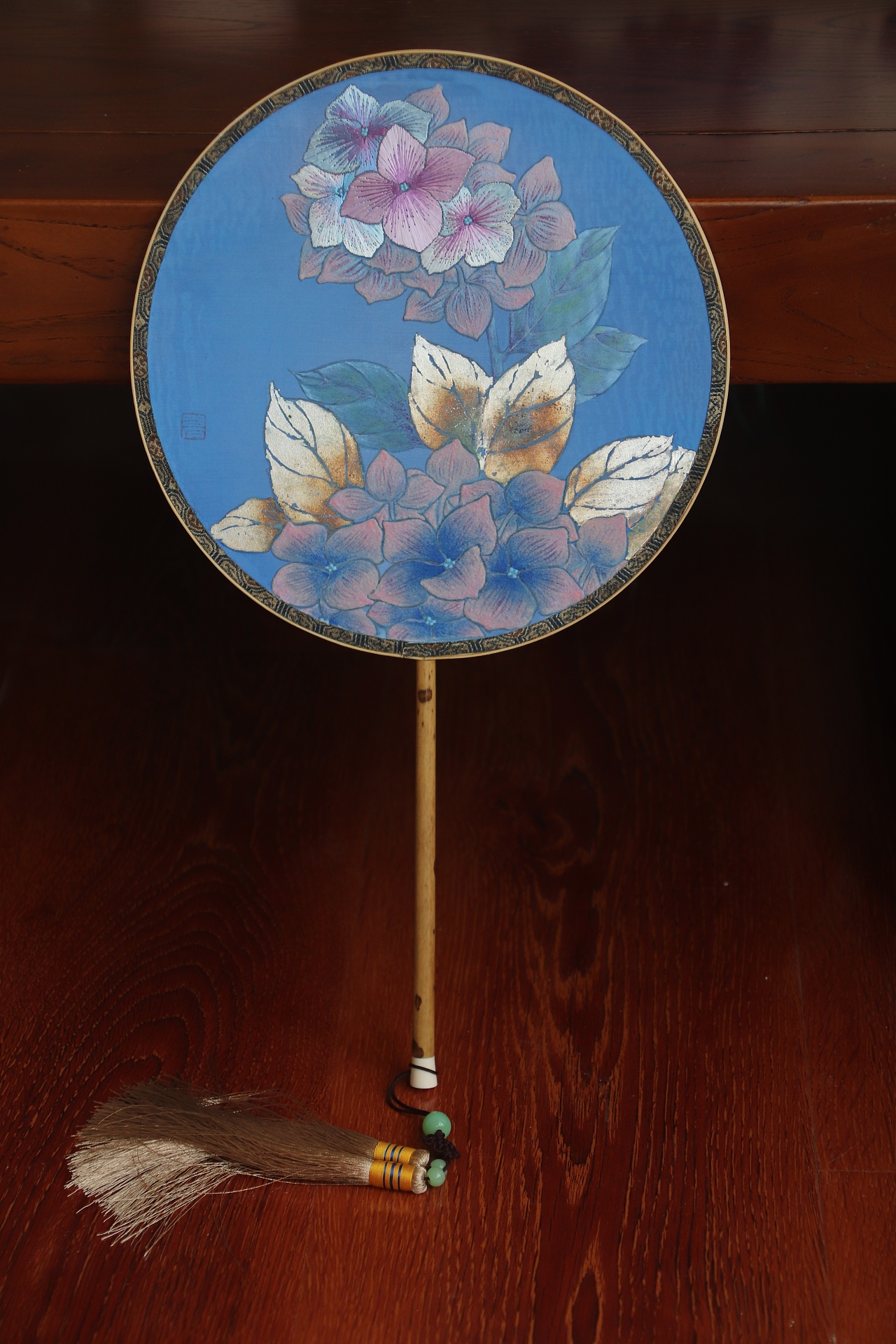 【岩彩 刺绣】紫阳花团扇