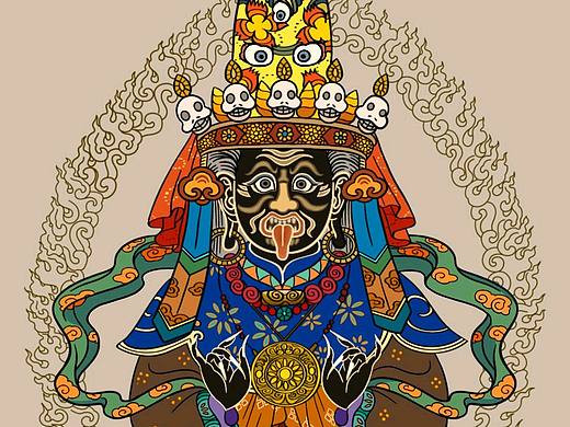 插画作品｜神秘的西藏女财神扎基拉姆