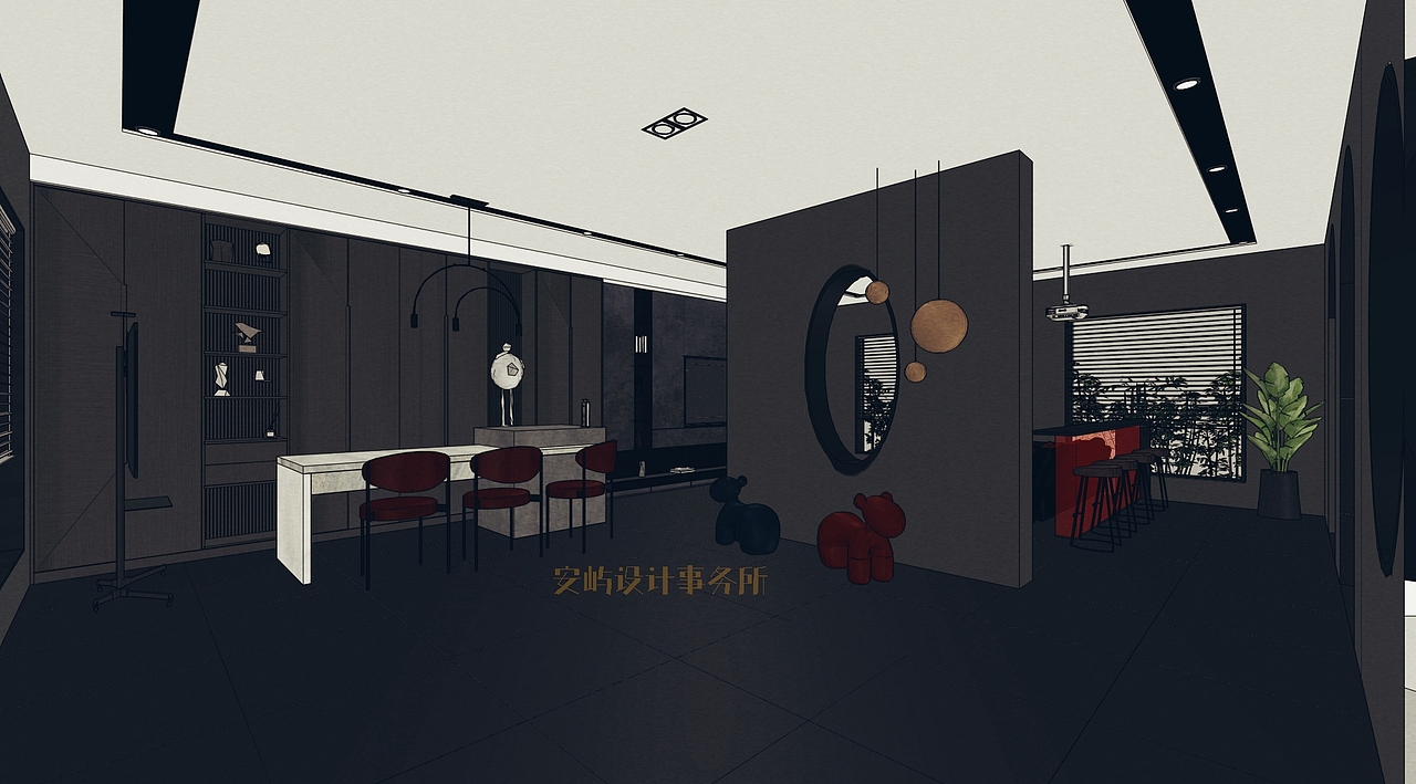 暗黑色办公空间（图ZMjYwNjA1MTgw） - 商业空间设计 - 站酷设计师安屿设计事务所原创素材 - 站酷ZCOOL