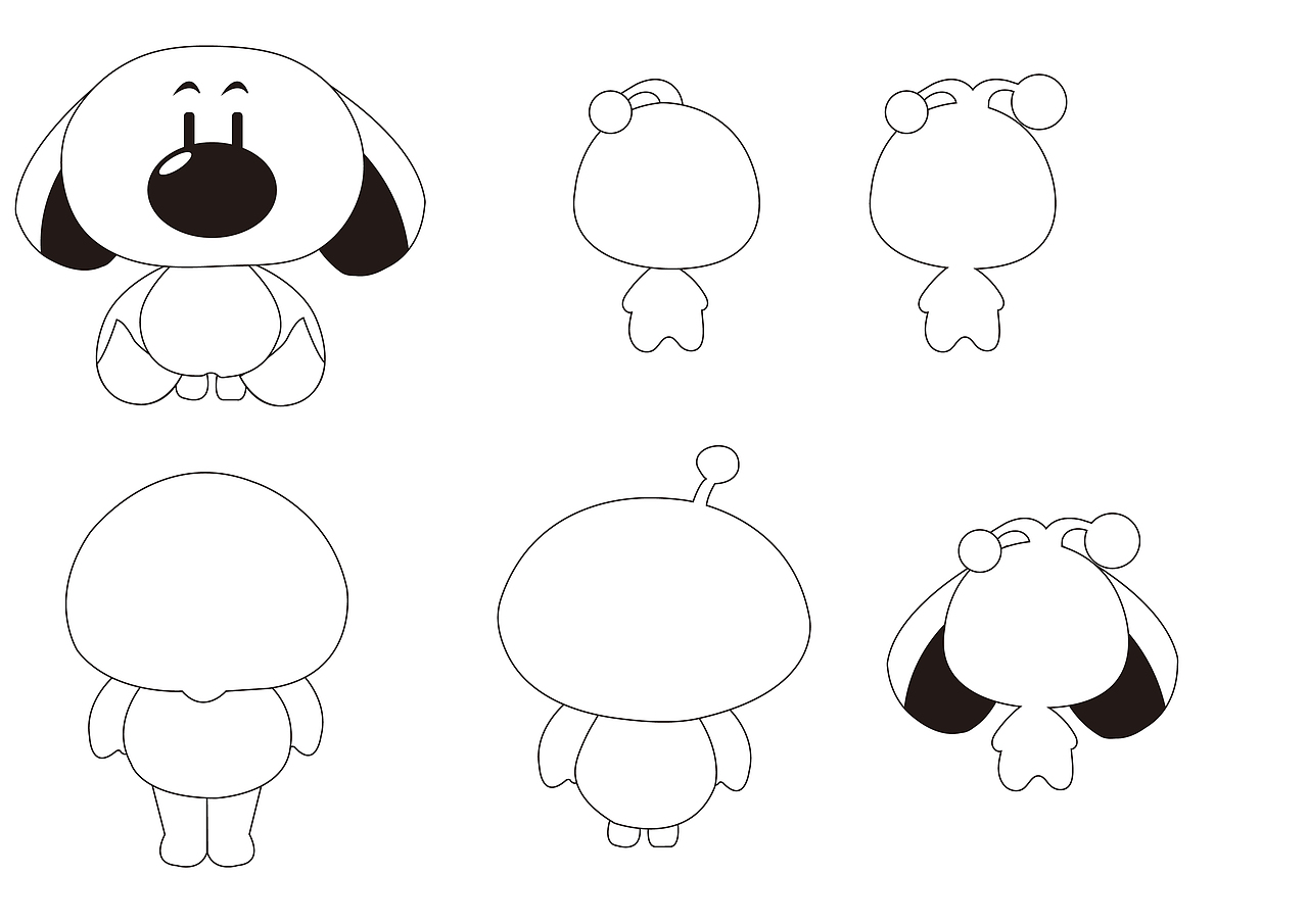 卡通黑白简单身体构造