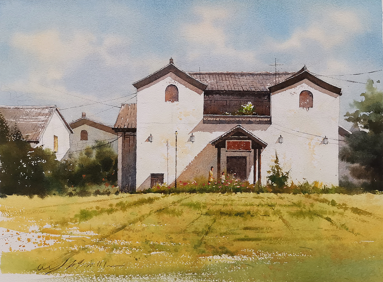古建筑篇—10月半水彩作品（图ZMjMwNDAyMTA4） - 绘画 - 站酷设计师OYHQ欧阳海强原创素材 - 站酷ZCOOL