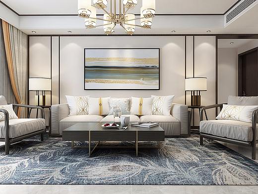 银丰唐郡玫瑰园120平装修新中式风格