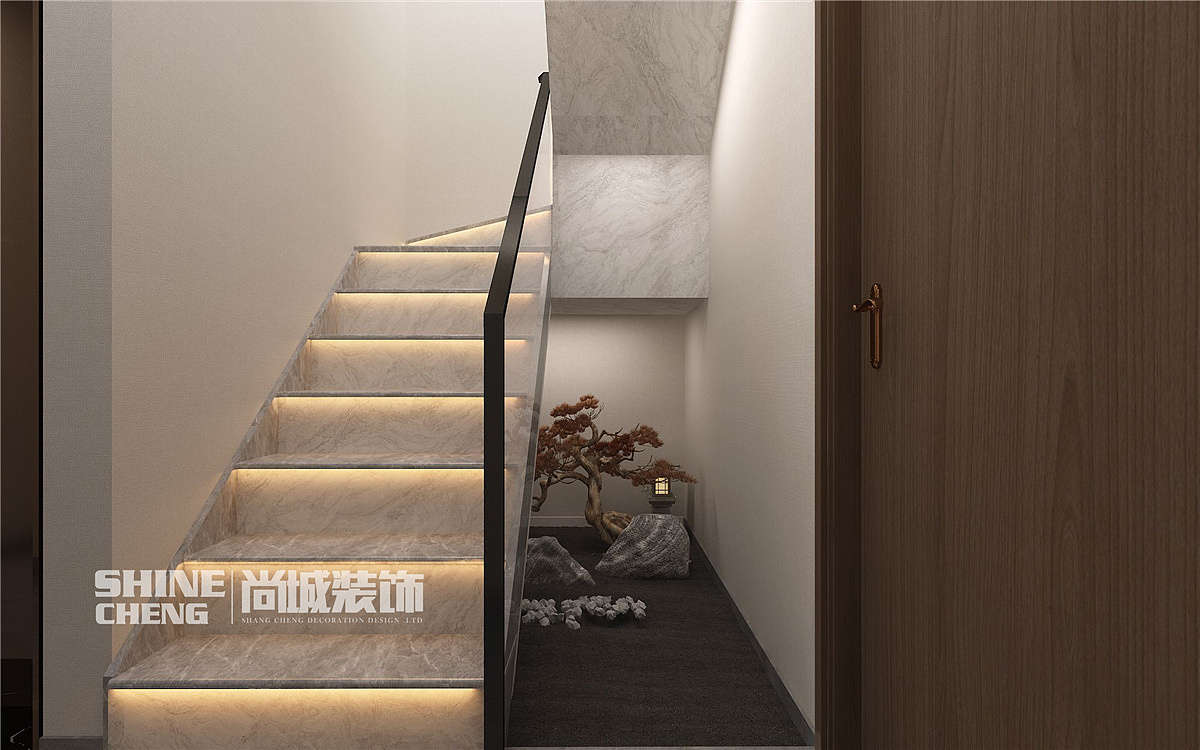 泰安国悦府小区联排别墅现代简约风格装修设计实景案例