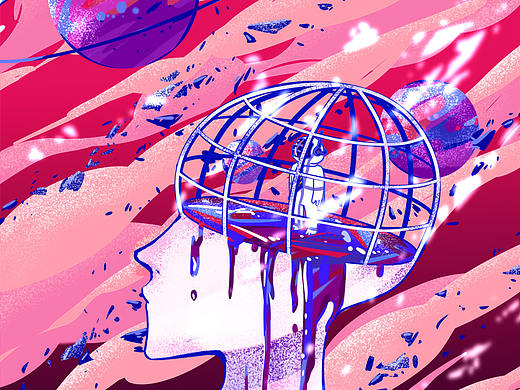 【 被困在思想的牢笼的宇航员。】