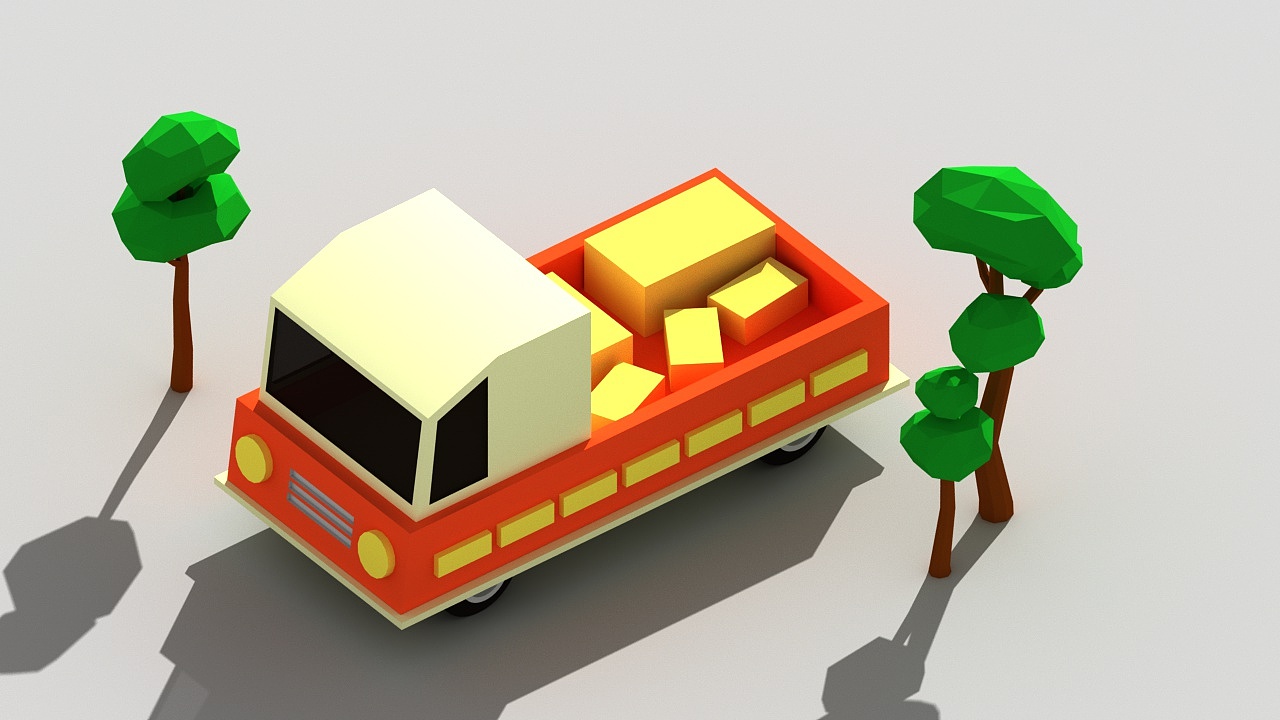 c4d习作-低边形风格小汽车