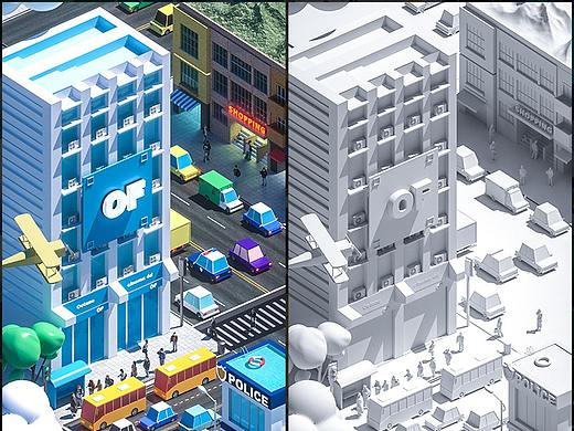 C4D×卡通长图场景