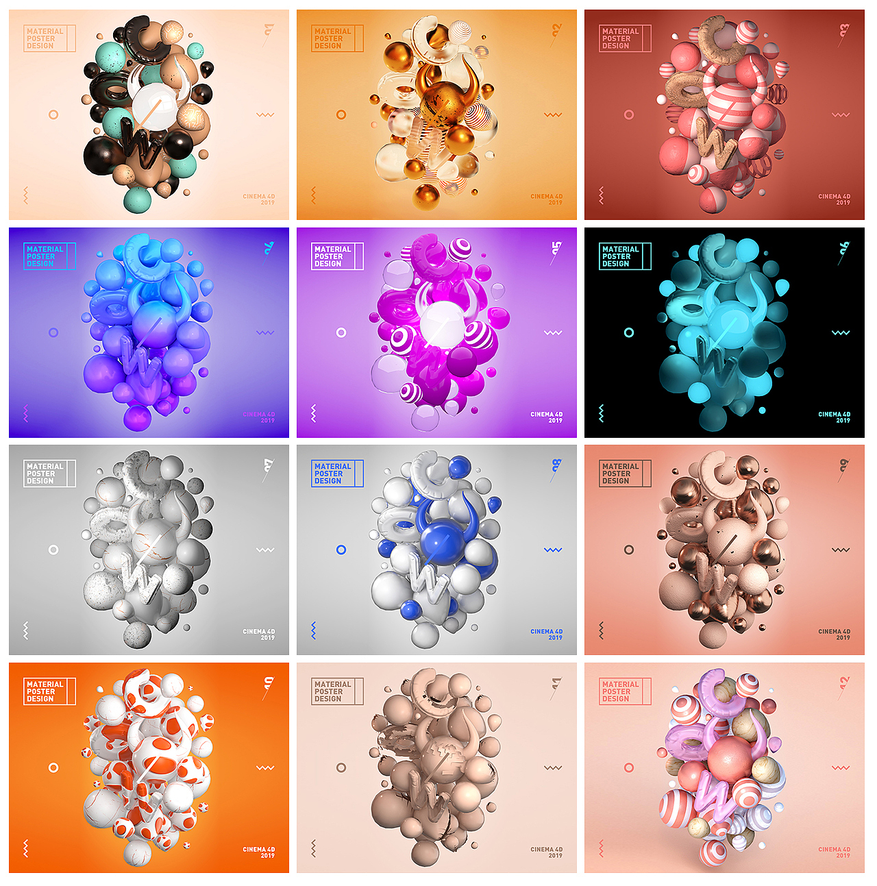 C4D 5月材质练图-汇总（图ZMTYyMDc2ODEy） - 其他三维 - 站酷设计师ye筑一原创素材 - 站酷ZCOOL