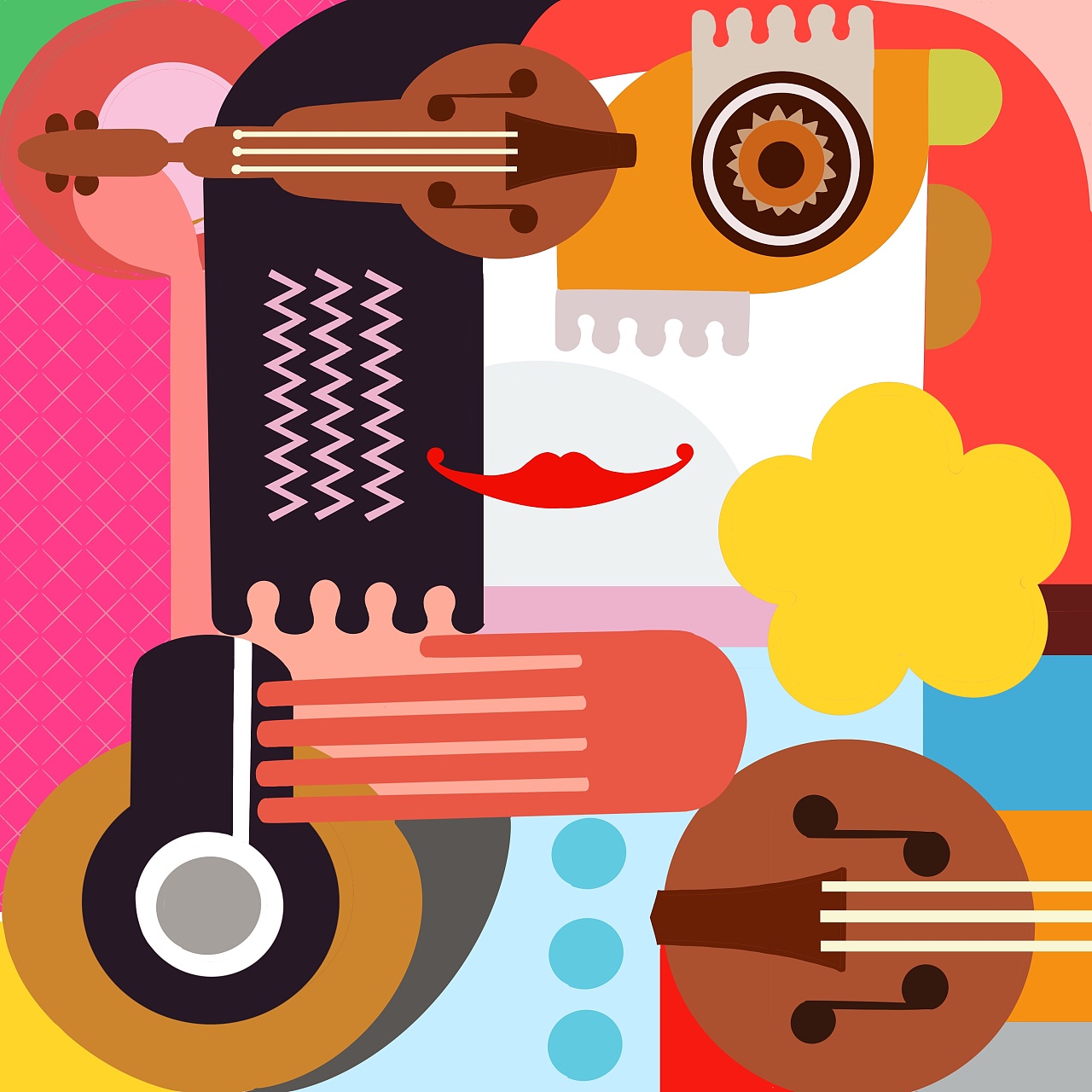 插画系列丨扁平抽象风|插画|创作习作|美好的一天 - 临摹作品 - 站酷