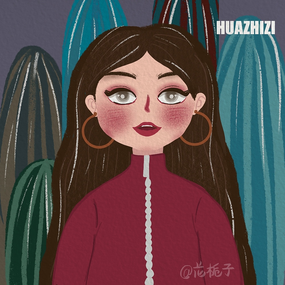 花栀子插画女生头像可爱唯美