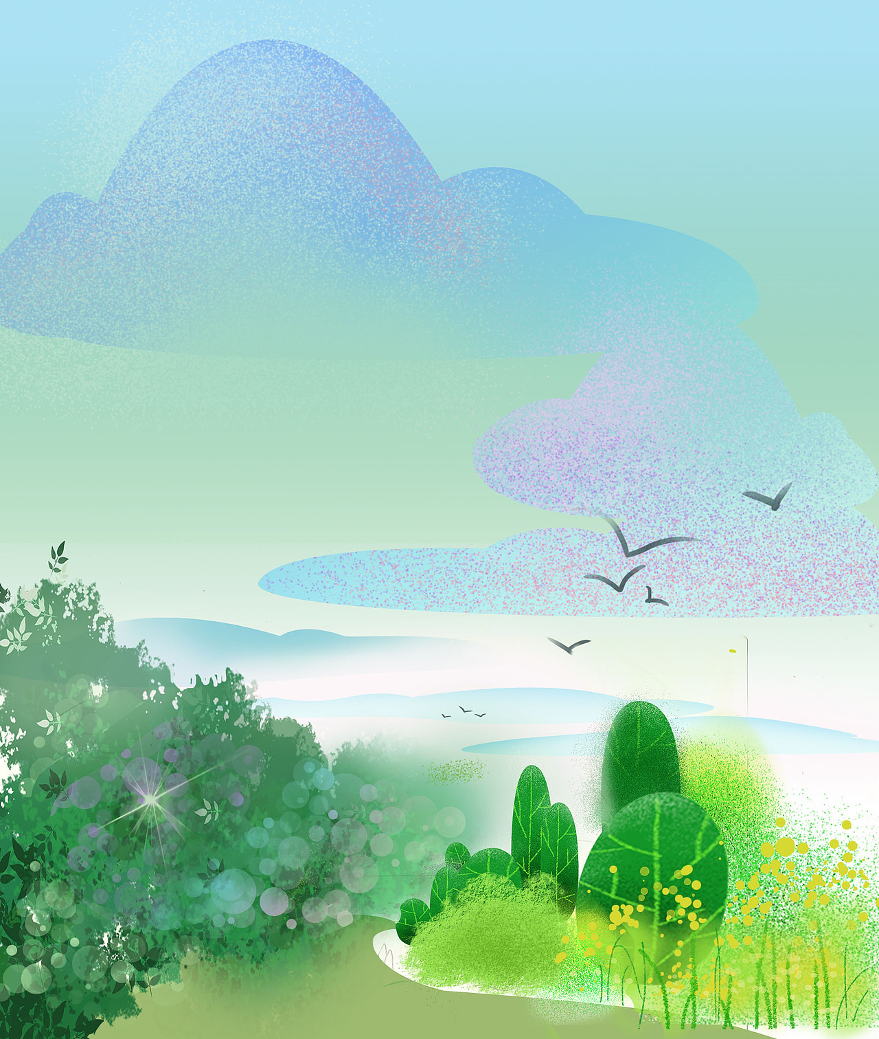 以自然为主题的板绘练习