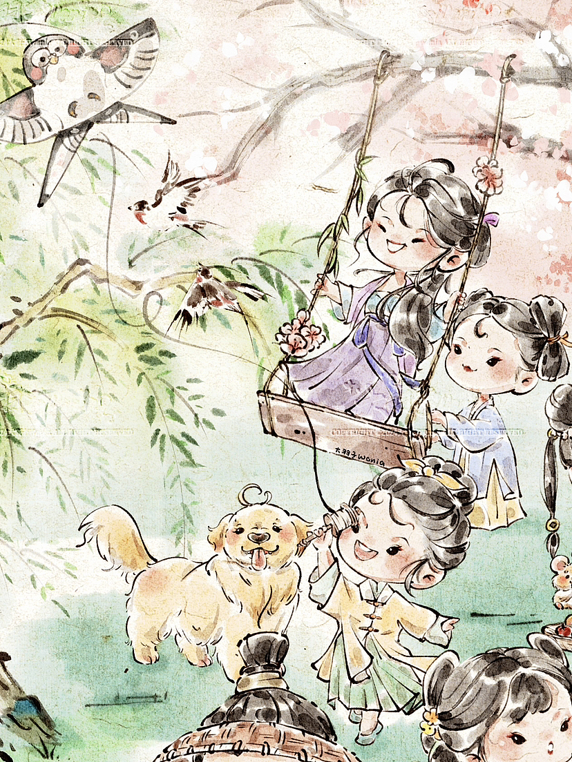 Ipad水墨场景插画|清明🪁（图ZMzY1OTU2MDMy） - 商业插画 - 站酷设计师大羽子Wania原创素材 - 站酷ZCOOL