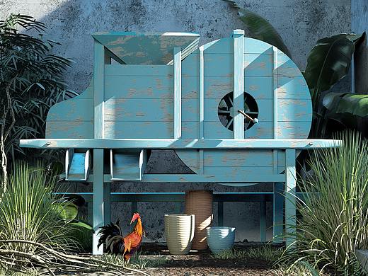 传统农耕物件-风谷车（oc渲染）