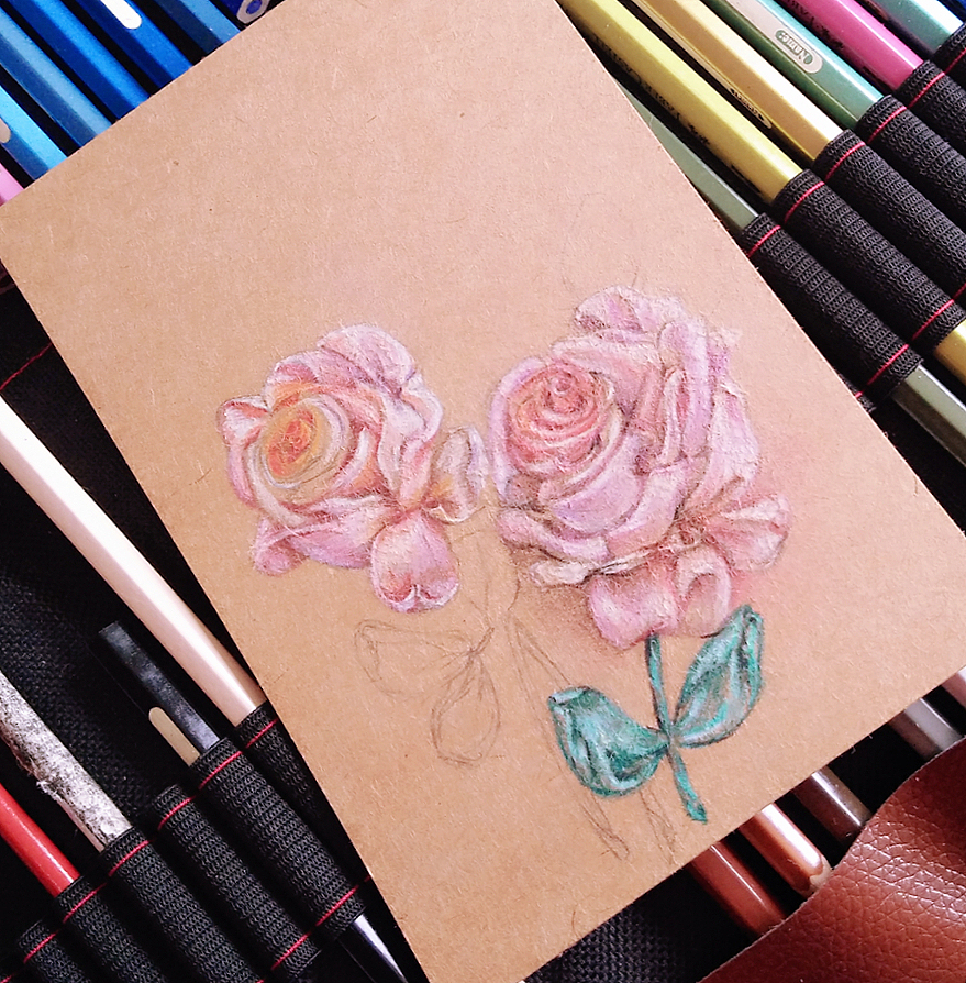 牛皮纸上画画,感觉不是很好画|插画|创作习作|陈家小肥鸡_原创作品