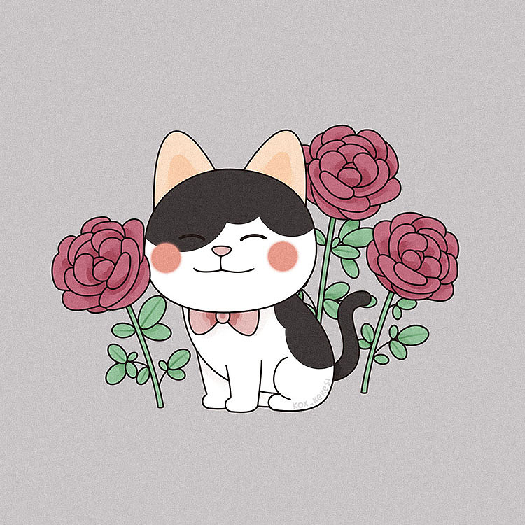 猫与花（图ZMjA2MzkyMDYw） - 商业插画 - 站酷设计师Kox豪烁郎原创素材 - 站酷ZCOOL