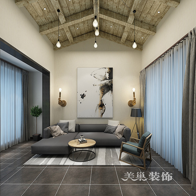 有格调的后现代黑白灰-郑州云水居101平两室装修效果图（图ZMTU5MTI5Njky） - 家装设计 - 站酷设计师郑州美巢装饰原创素材 - 站酷ZCOOL