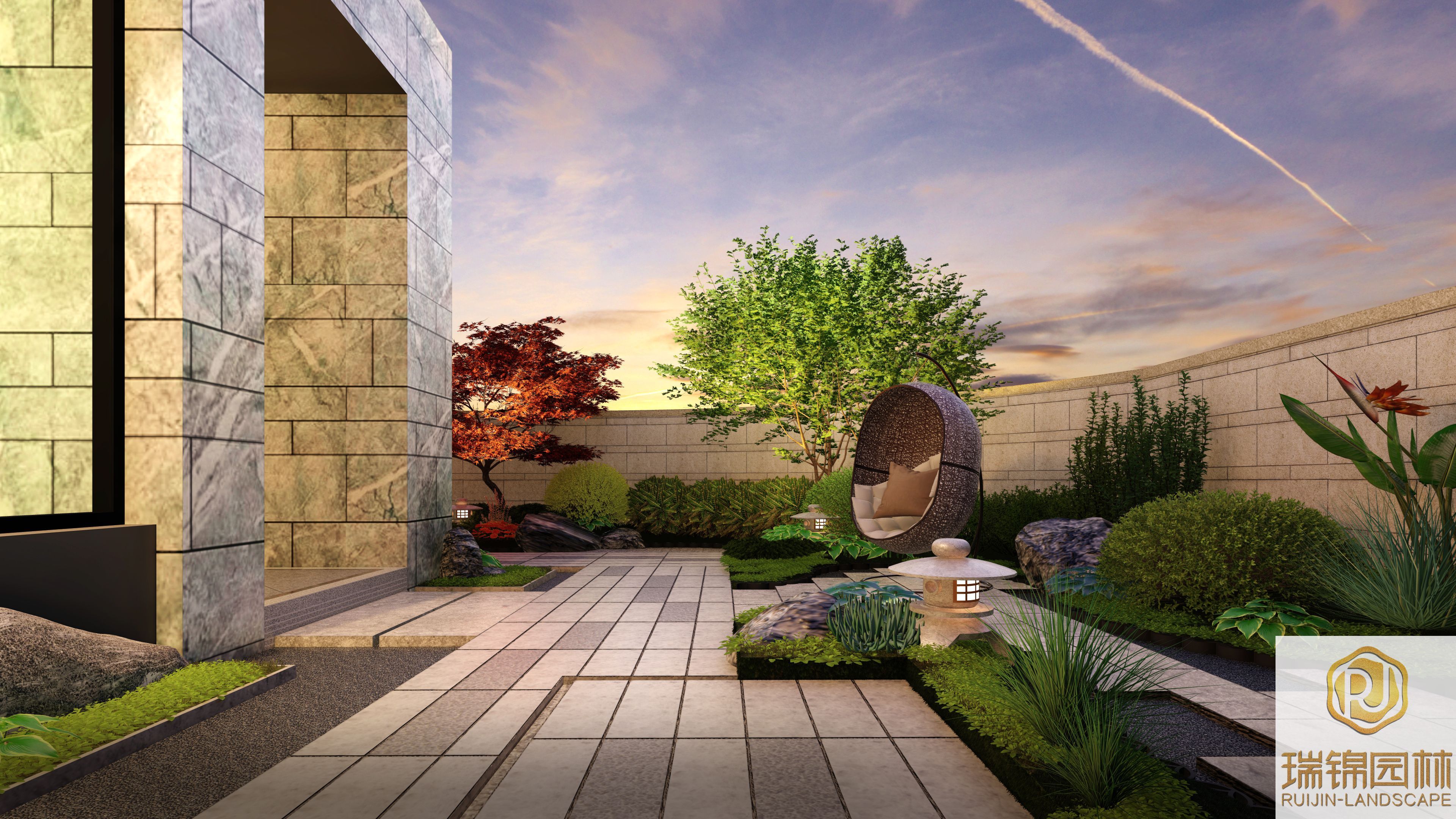 眉山雅安乐山花园设计/私家花园设计/现代新中式庭院_成都瑞锦园林