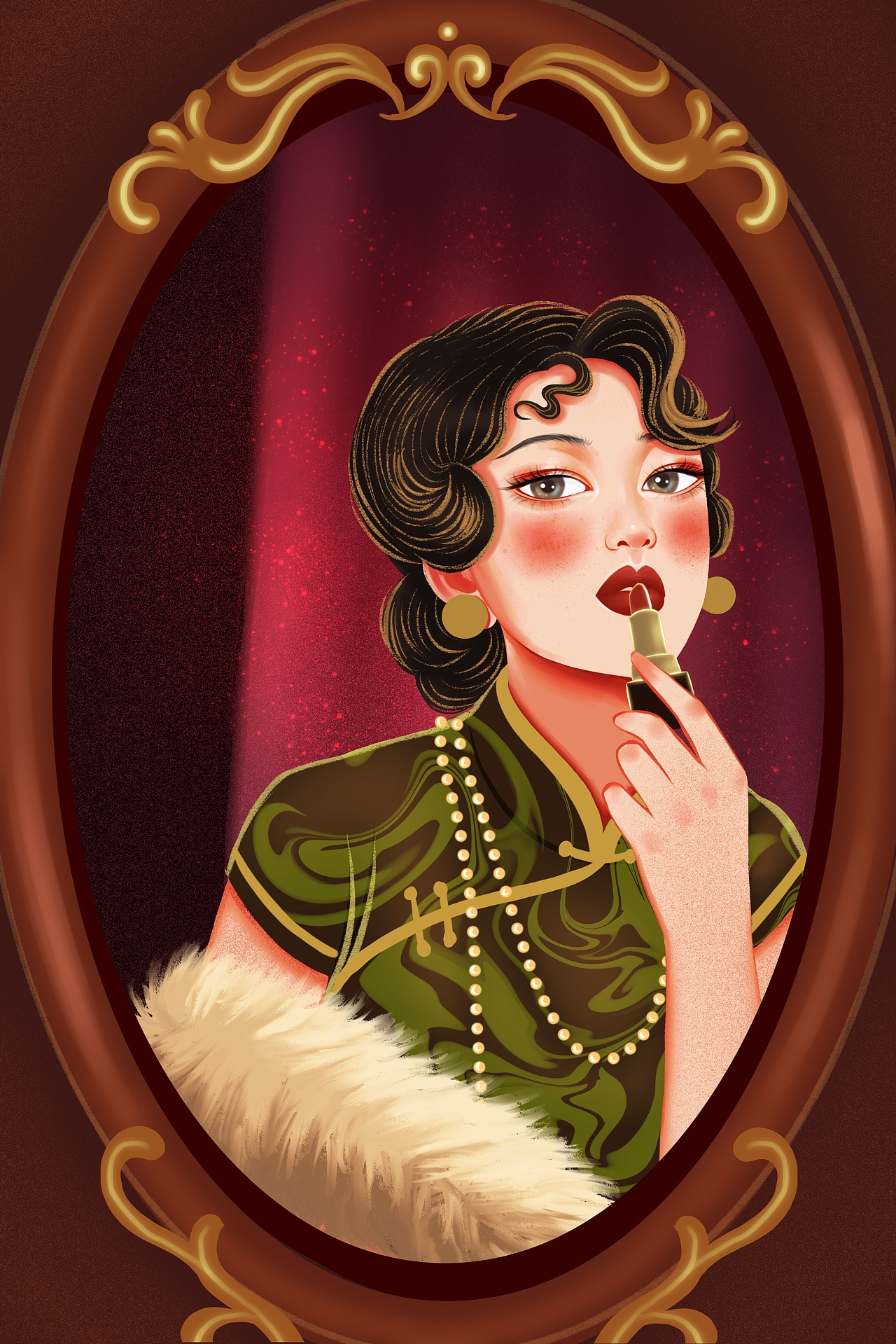 民国风旗袍美人|插画|创作习作|caaroseline - 原创作品 - 站酷