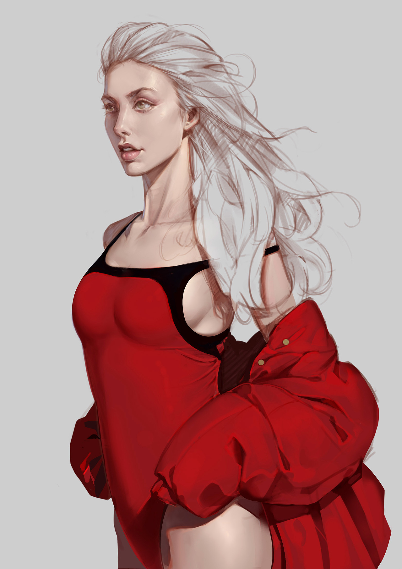 红衣少女，正经的存了一个小步骤（图ZNTgyNzk5MjA=） - 商业插画 - 站酷设计师lawa_2513148原创素材 - 站酷ZCOOL