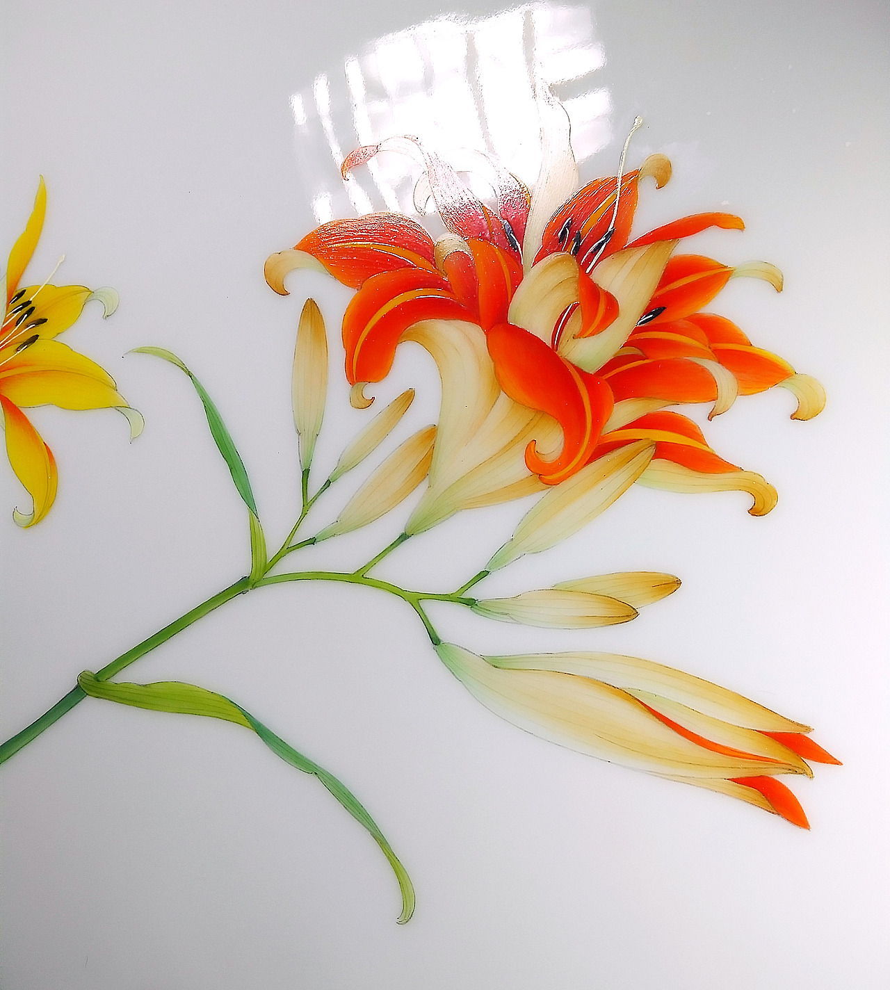 【釉上彩瓷】《萱草》瓷板画（图ZMjg2NDc2ODg=） - 绘画 - 站酷设计师飞鸟与鱼2018原创素材 - 站酷ZCOOL