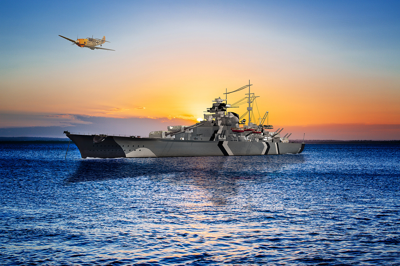 大西洋上的双剑橡叶骑士俾斯麦级战列舰