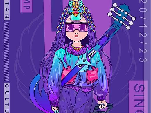 背吉他的女孩（个人主页-ZNTExMTYyMDA=） - 商业插画 - 站酷设计师米米久原创素材 - 站酷ZCOOL