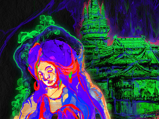 【文创插画】上海静安寺祈福插画明信片