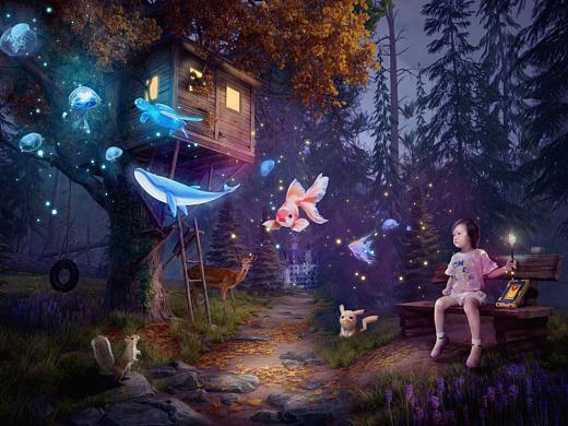 我的女兒會魔法，學習合成照（個人主頁-ZNDc5NDk4MDA=） - 其他平面 - 站酷設計師sonniqin原創(chuàng)素材 - 站酷ZCOOL