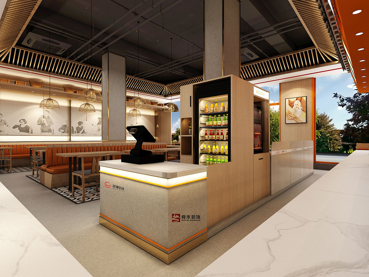 滨州临沂早餐馅饼店装修设计