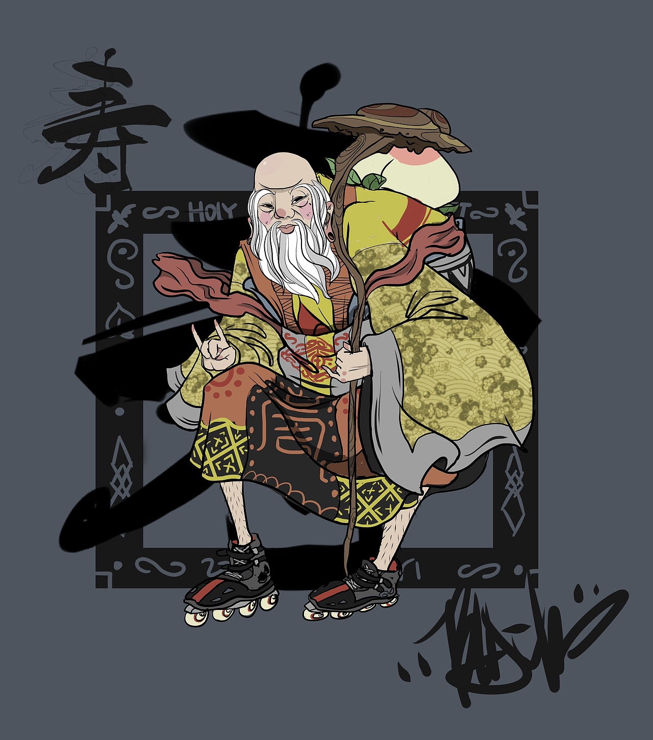玩极限的福神（图ZNDUwNjU3MDA=） - 新锐潮流插画 - 站酷设计师黑狗点原创素材 - 站酷ZCOOL