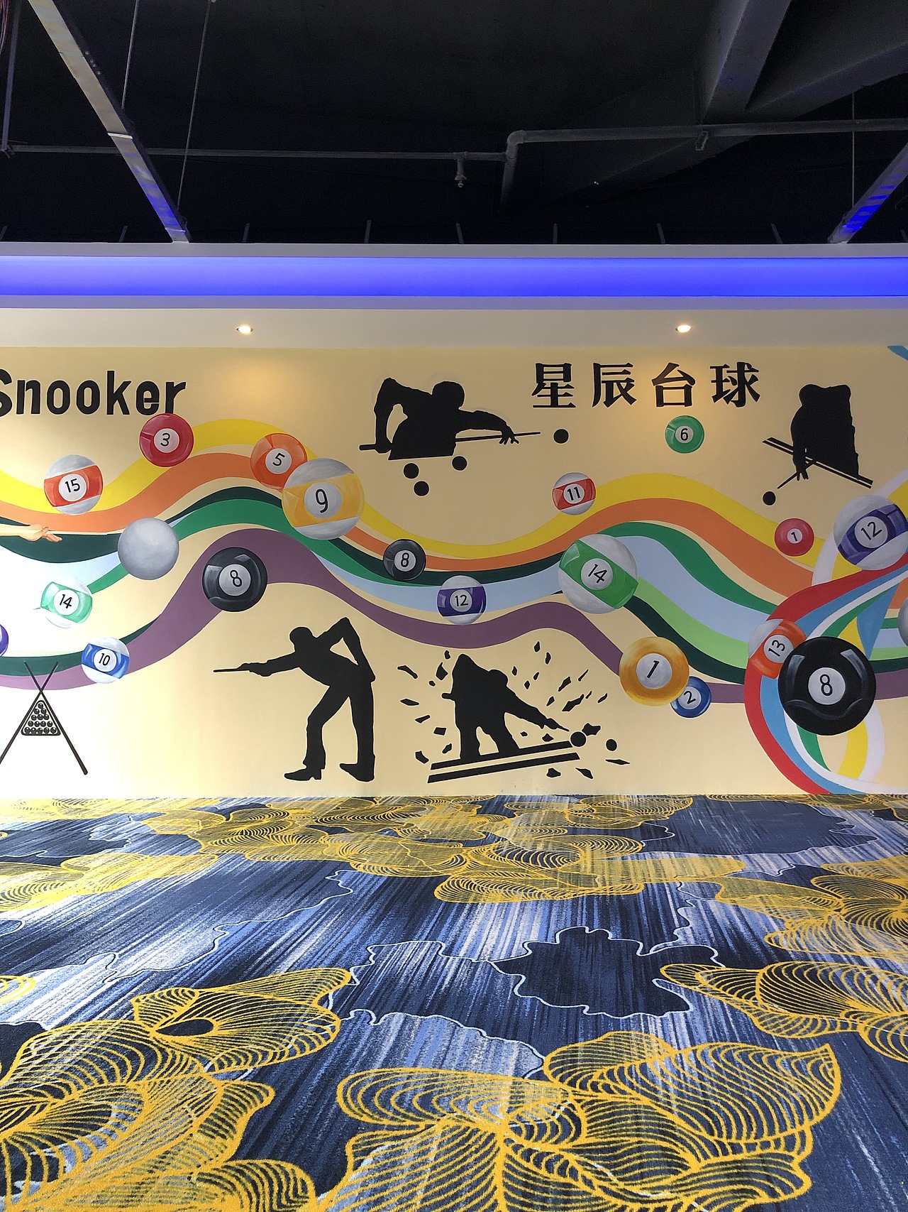 桌球台球室壁画手绘作品_壁尚手绘贵州墙绘-站酷zcool