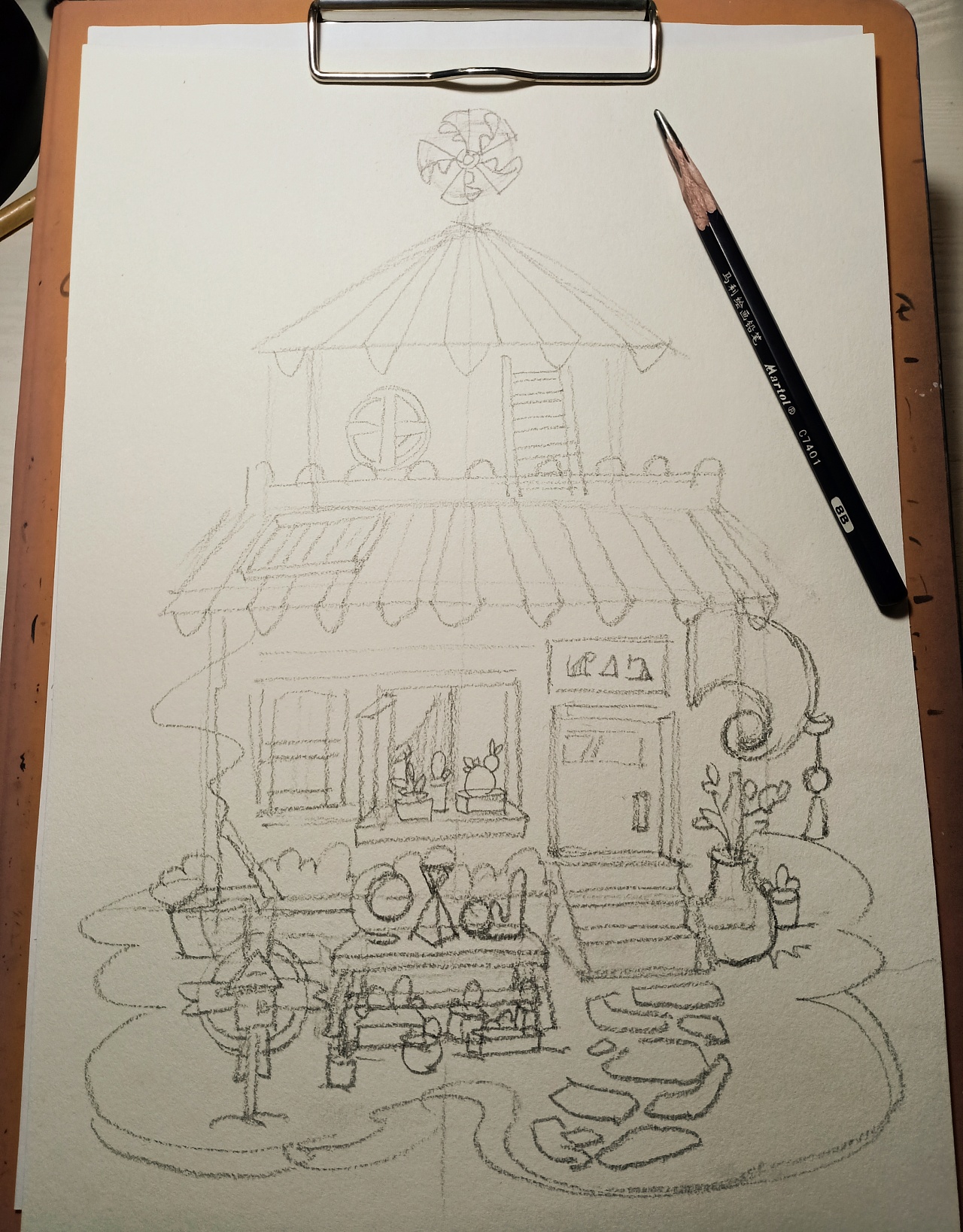 马克笔手绘插画 温馨杂货铺