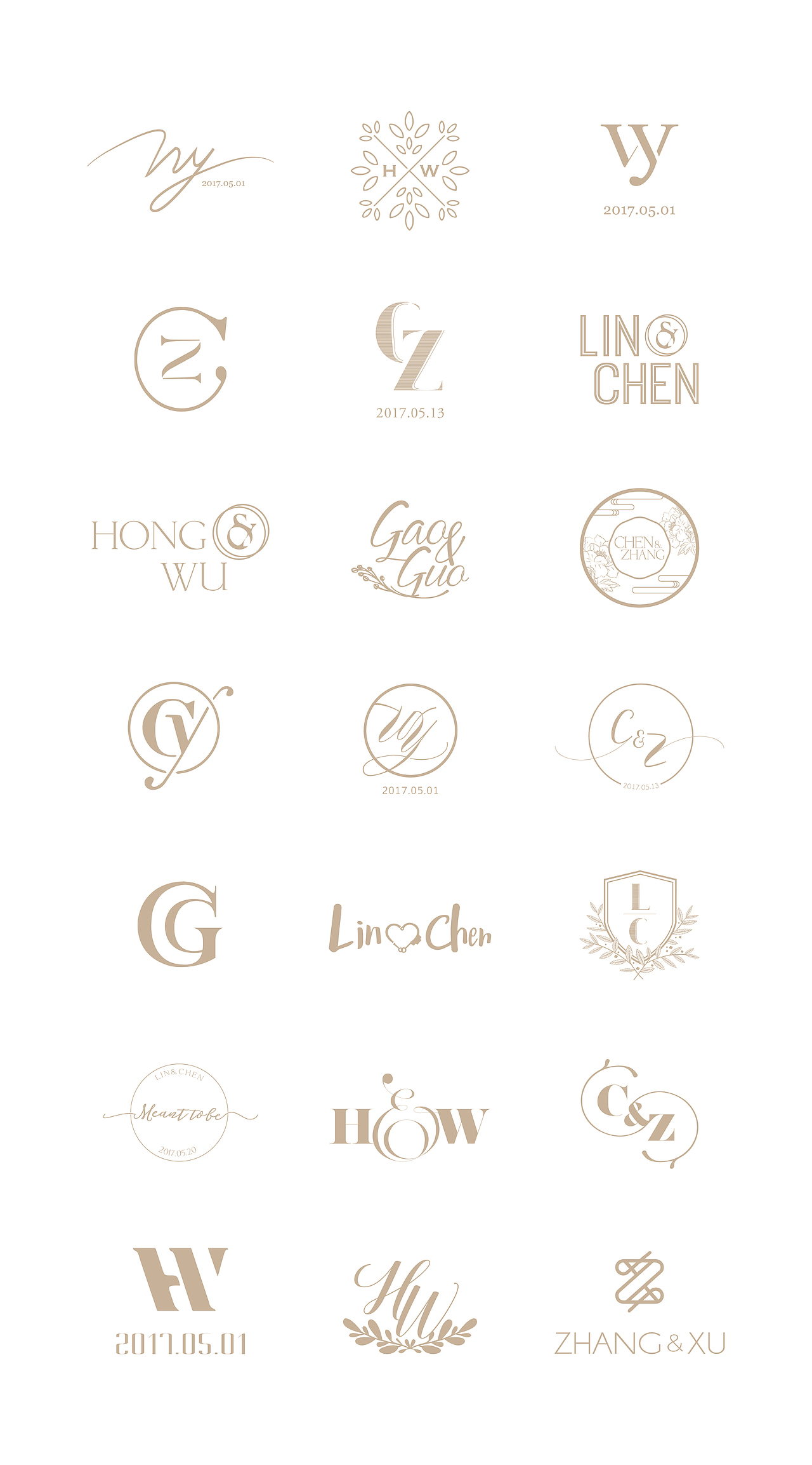 婚礼logo设计［第二集／2017.5］（图ZODAxNzI5ODQ=） - Logo - 站酷设计师LAZYstudio原创素材 - 站酷ZCOOL