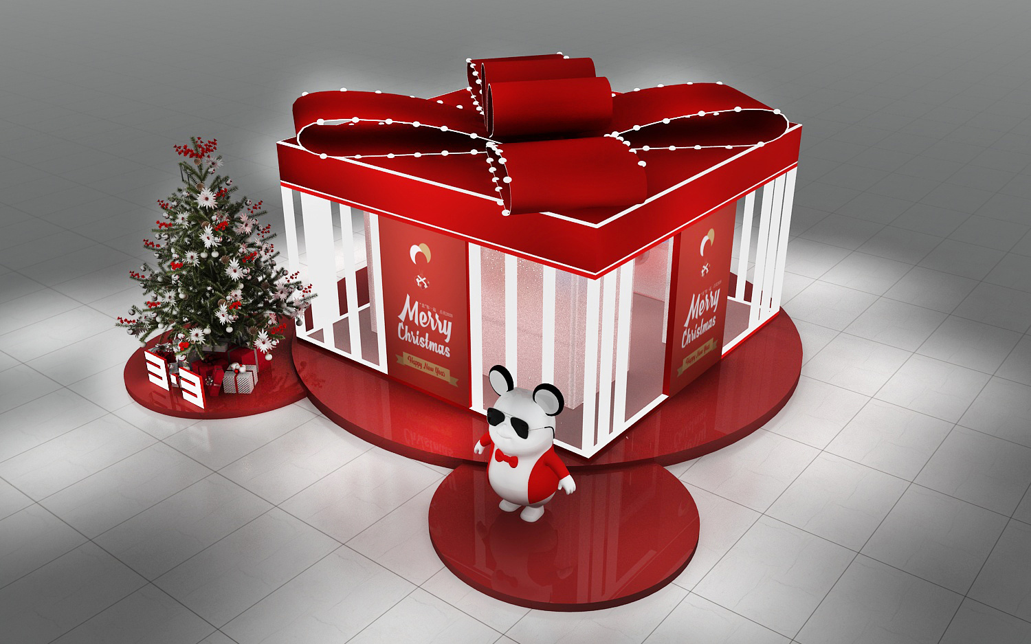 3.3圣诞情人节美陈dp点位3d效果图设计 落地案例分享