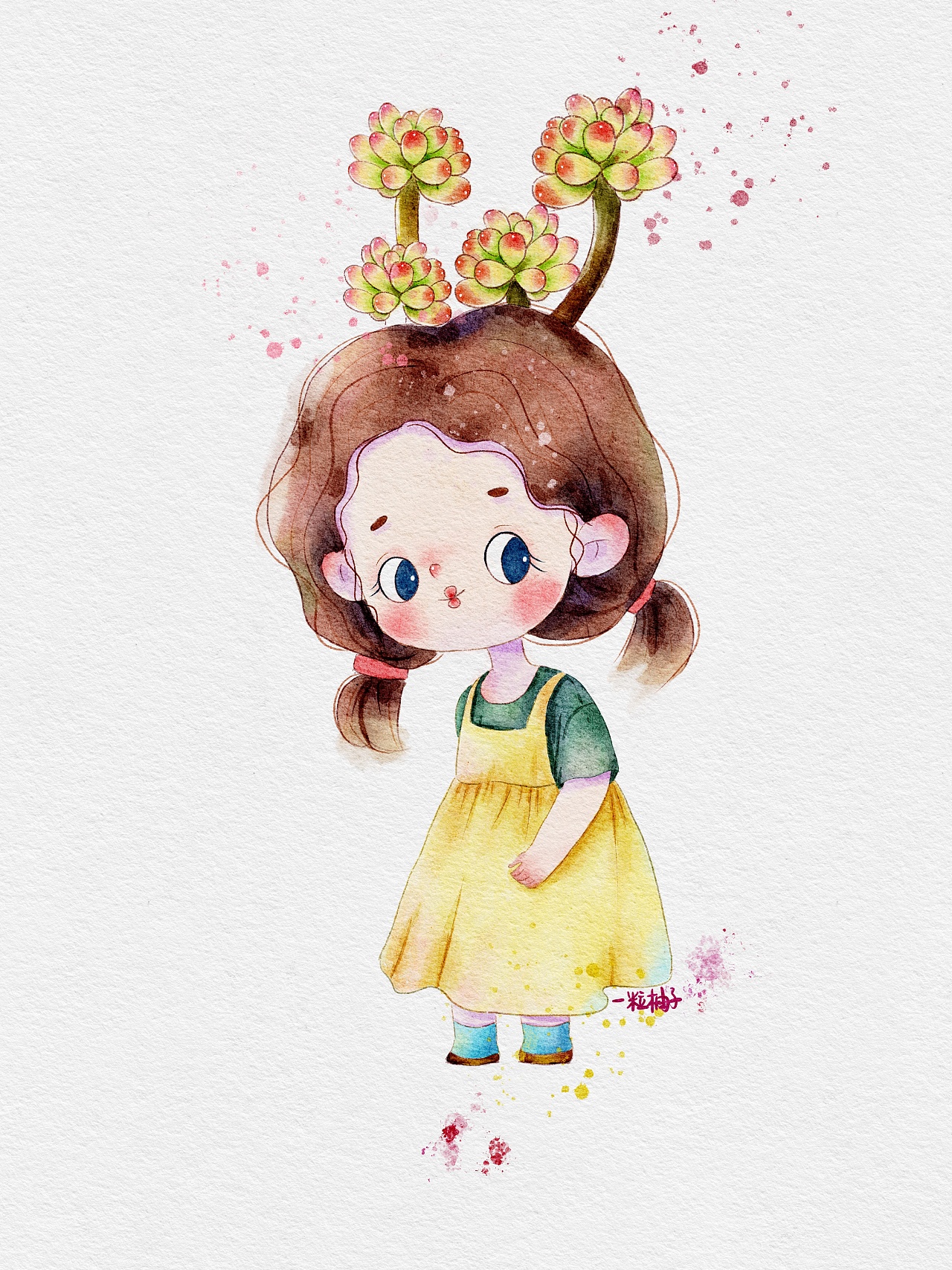 多肉女孩|插画|儿童插画|一粒柚子哈 - 原创作品 - 站酷 (zcool)