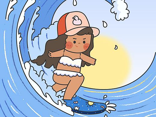 冲浪的女孩