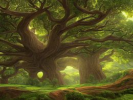 #站酷夢筆#半俯視角度一顆巨大歷史悠久茂盛的樹，下面