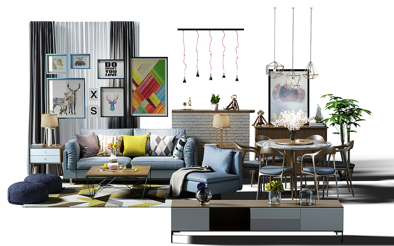 客餐厅搭配（图ZMTY4ODk1Nzc2） - 家装设计 - 站酷设计师半边房I原创素材 - 站酷ZCOOL